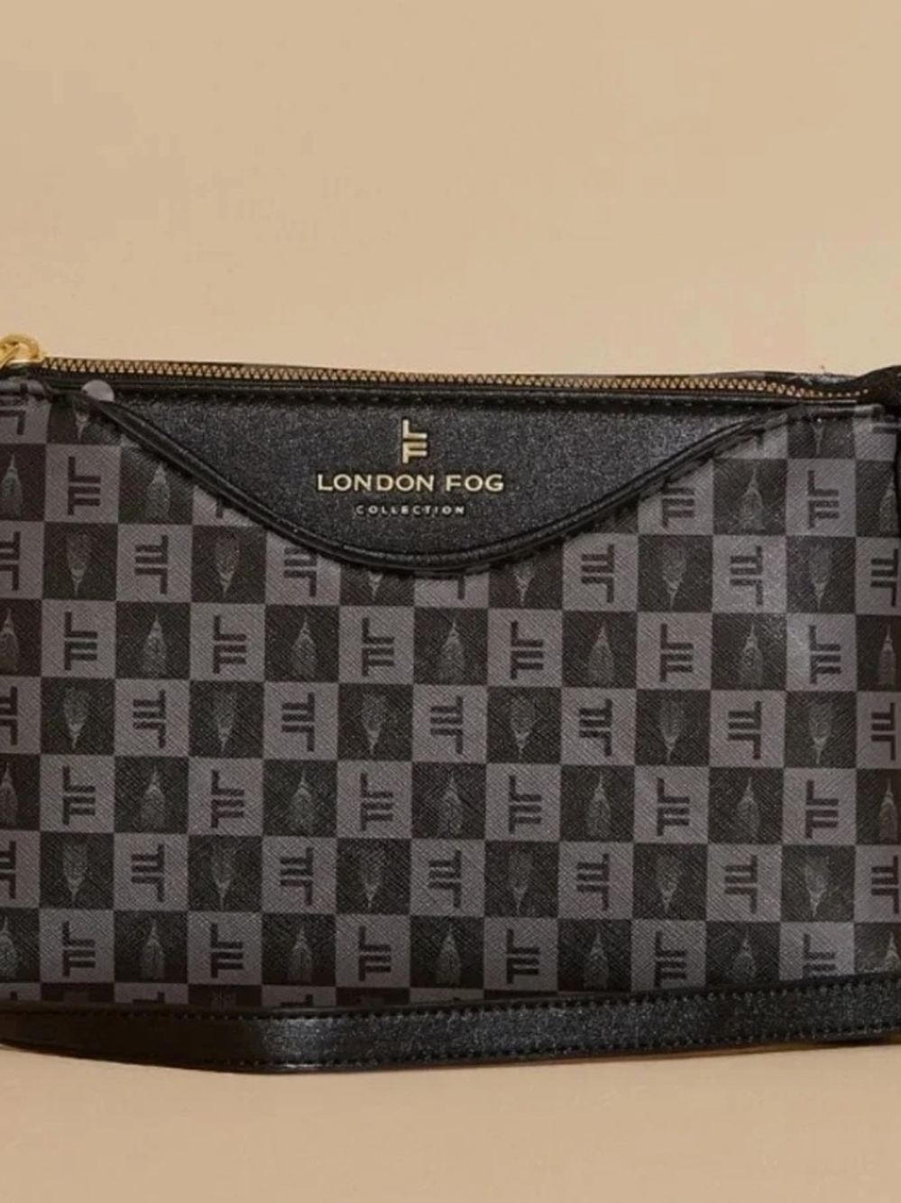 NEW London Fog Black and Gray Addison Crossbody